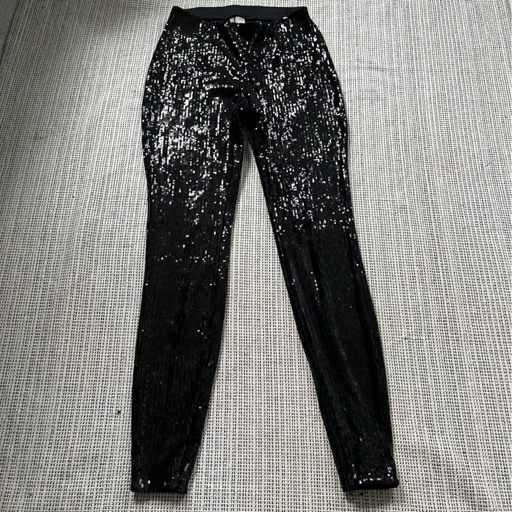 H&M Black Sequin Skinny Leg Pants Size Small